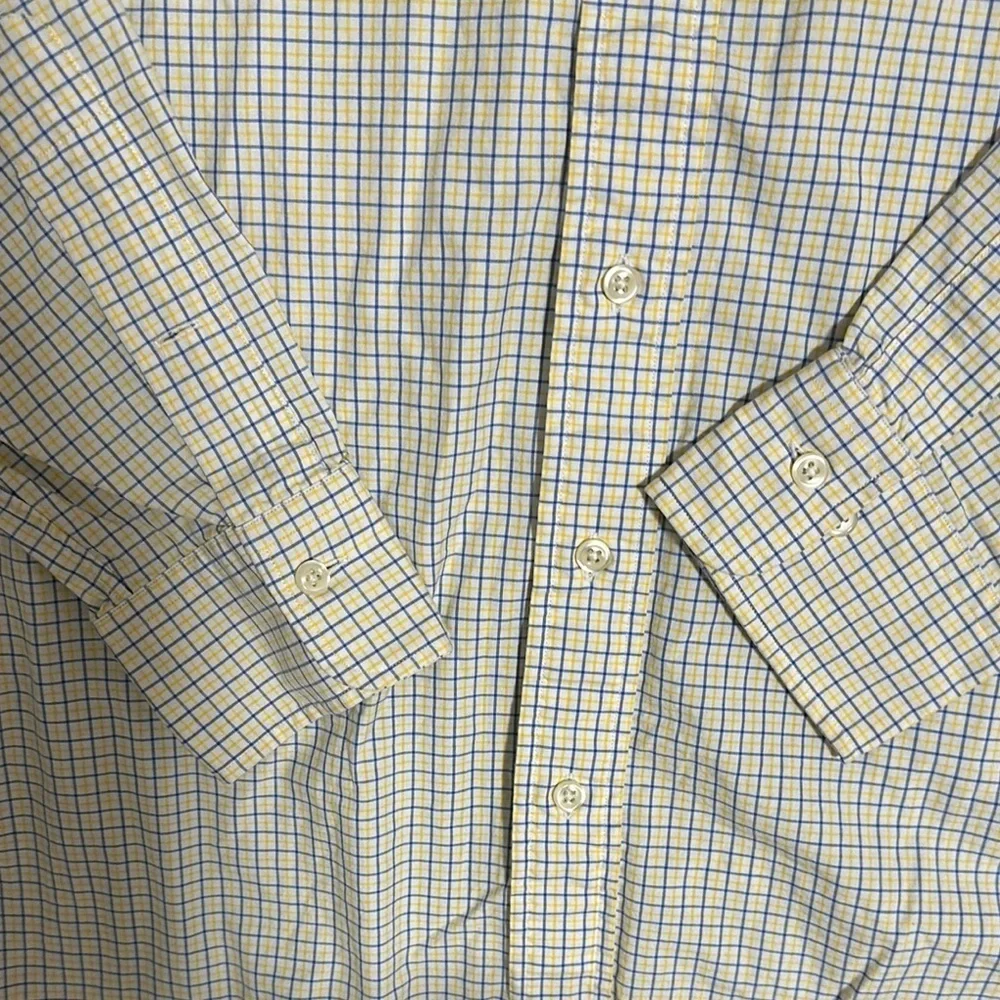 Polo Ralph Lauren Dress Shirt Mens 16 Regent Classic Fit Yellow Blue Plaid